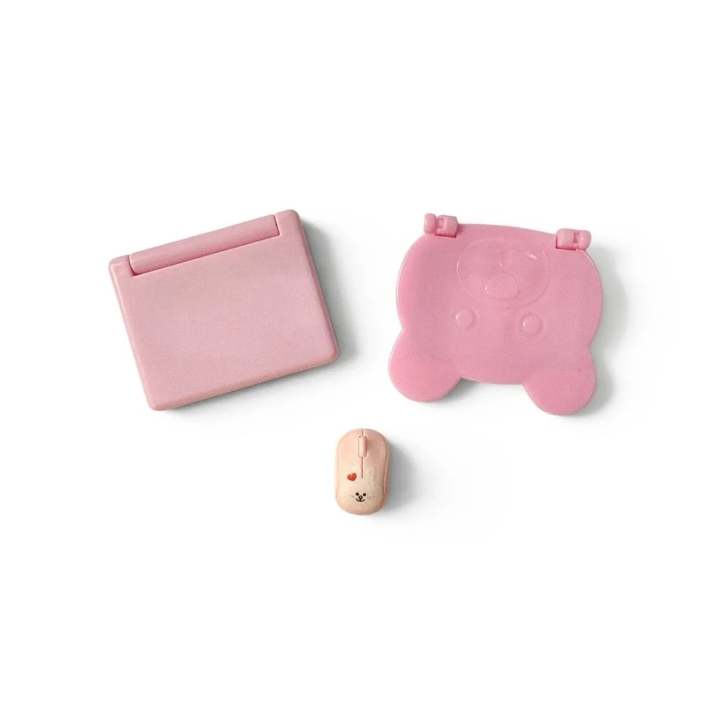 2 Pink Miniature Laptops for Fashion Dolls and Mouse Accessory Set Toy